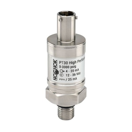 Noshok Pressure Transmitter, 0-1000 psi gauge, +/-0.25% of span, 0 Vdc to 10 Vdc, 3-wire, 1/4 NPT male, bayo PT30-1000psig-1-5-2-2